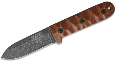ESEE Camp - Lore PR4 Fixed Blade Knife Brown Micarta (4.1" Black SW) - timberknives.com