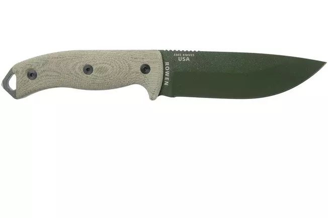 ESEE Model 5, Green Canvas Micarta, Fixed Blade, Kydex Sheath, Plain Edge (5.25") - timberknives.com