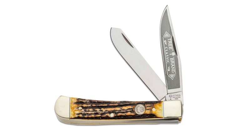 Boker Trapper Traditional Pocket Knife Stag (Satin D2 3.2")