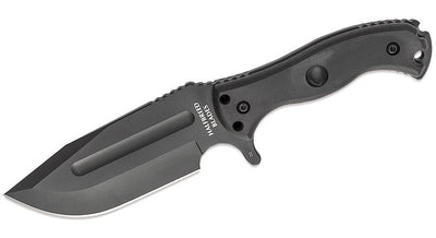 Halfbreed Blades Large Bush Fixed Blade Knife 5.7" D2 Black Teflon Drop Point Blade, G10 Handles, Molded Kydex Sheath - LBK - 01 - timberknives.com