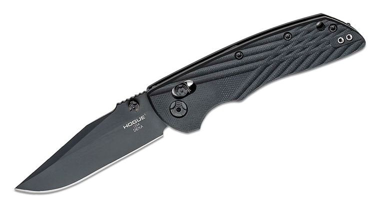 Hogue Knives Deka Clip Point Pocket Knife Black G - 10 (3.25" Black 20CV) - timberknives.com