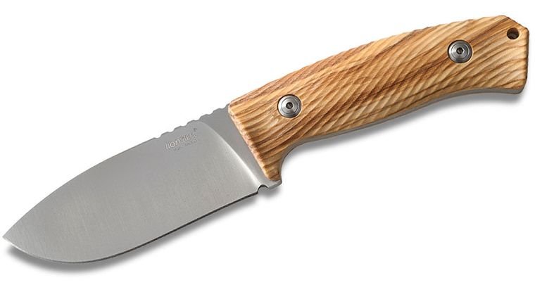 LionSteel M3 Hunter Fixed 4 - 1/2" Niolox Blade, Olive Wood Handles, Leather Sheath - M3 UL - timberknives.com