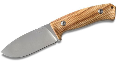 LionSteel M3 Hunter Fixed 4 - 1/2" Niolox Blade, Olive Wood Handles, Leather Sheath - M3 UL - timberknives.com