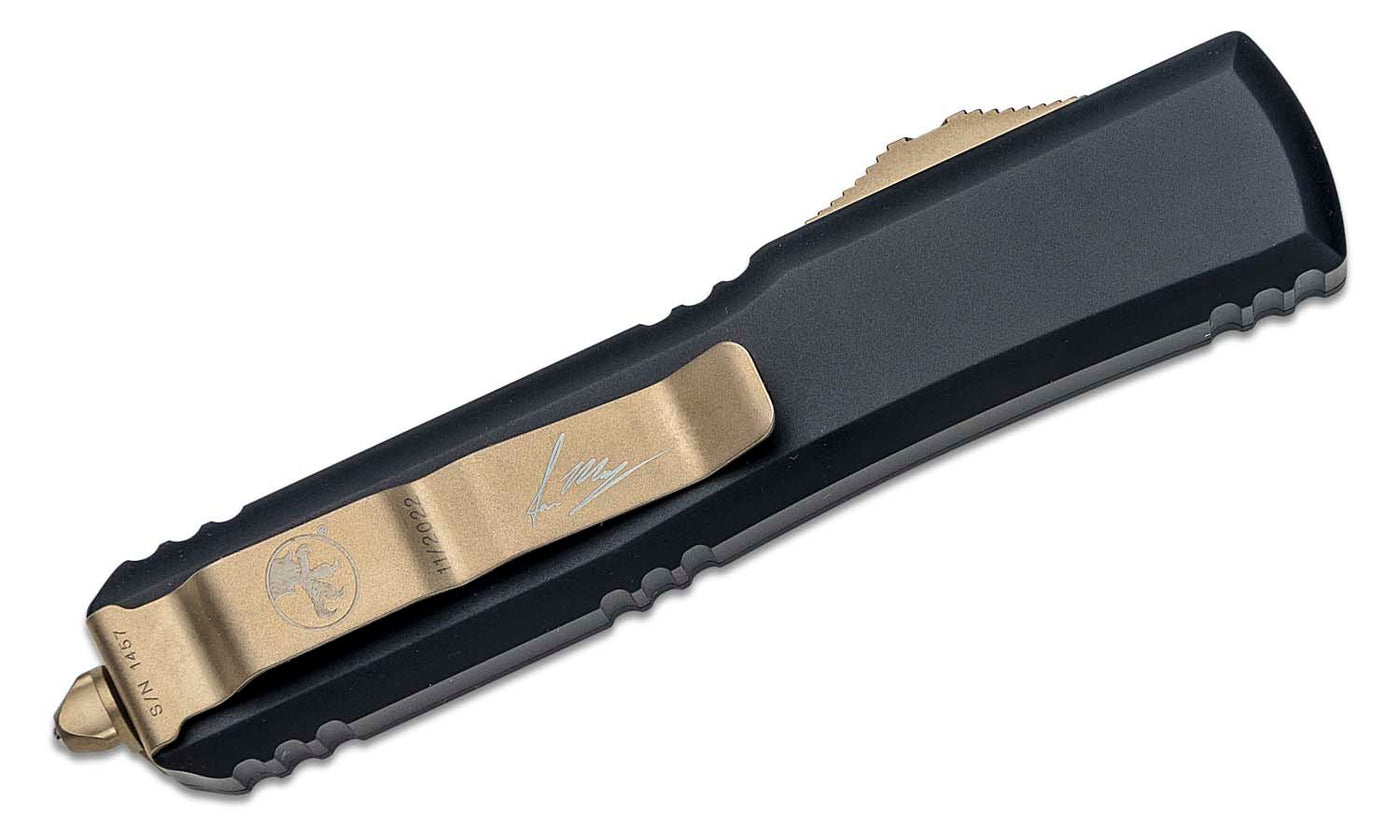 Microtech 119 - 13S Signature Series Ultratech AUTO OTF 3.46" Bronze DLC Two - Tone Hellhound Tanto Blade, Aluminum Handles - timberknives.com