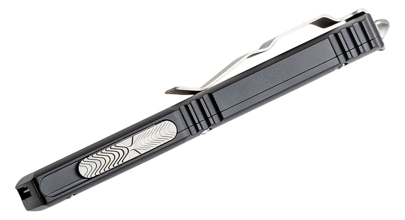 Microtech 119W - 10S Signature Series Ultratech Warhound AUTO OTF 3.46" Stonewashed Wharncliffe Blade, Black Aluminum Handles - timberknives.com