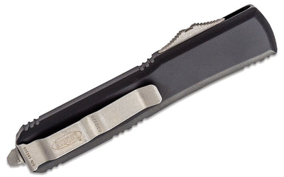 Microtech 121 - 10AP Ultratech AUTO OTF Knife 3.46" Apocalyptic Drop Point Plain Blade, Black Aluminum Handles - timberknives.com