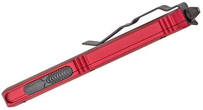 Microtech 121 - 1RD Ultratech AUTO OTF Knife 3.46" Black Drop Point Plain Blade, Red Aluminum Handles - timberknives.com
