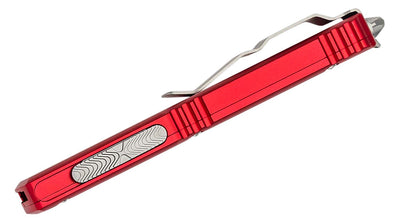 Microtech 123 - 10RD Ultratech AUTO OTF Knife 3.46" Stonewashed Tanto Plain Blade, Red Aluminum Handles - timberknives.com