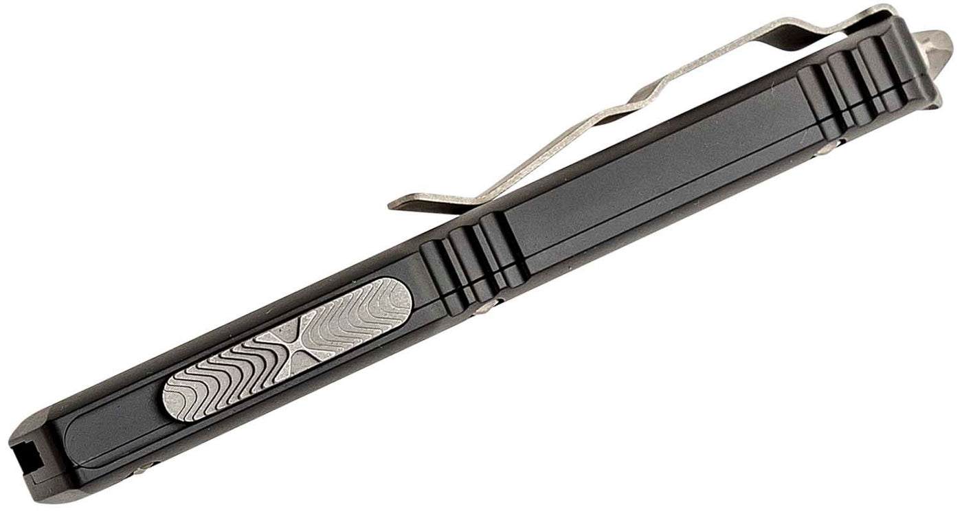 Microtech 123 - 12AP Ultratech AUTO OTF Knife 3.46" Apocalyptic Tanto Serrated Blade, Black Aluminum Handles - timberknives.com