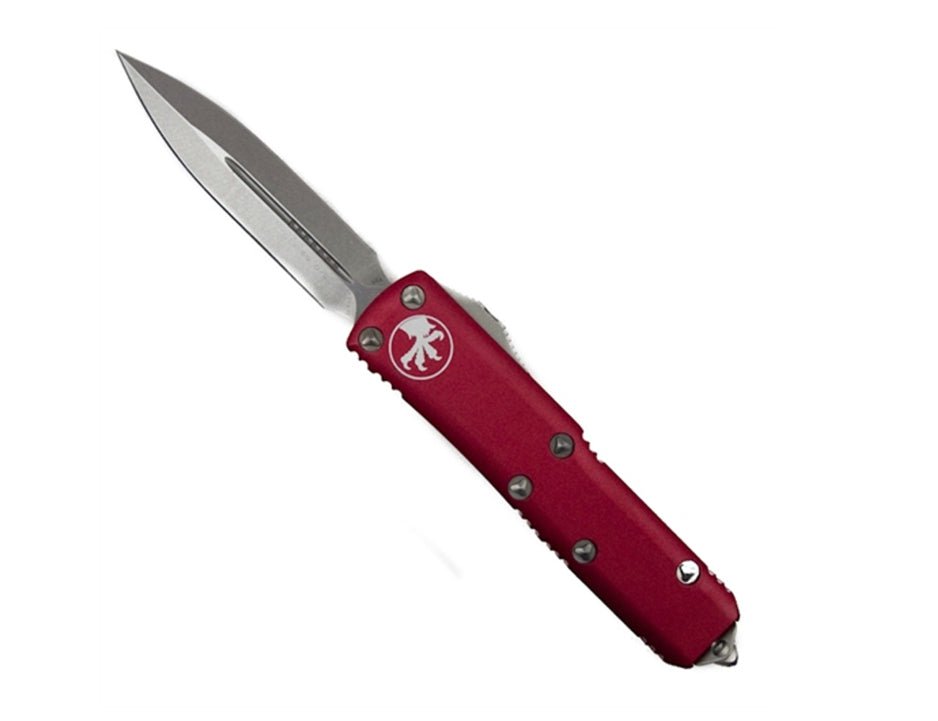 Microtech 232 - 10RD UTX - 85 D/E - OTF Automatic Knife - Red - Stonewash Blade - timberknives.com
