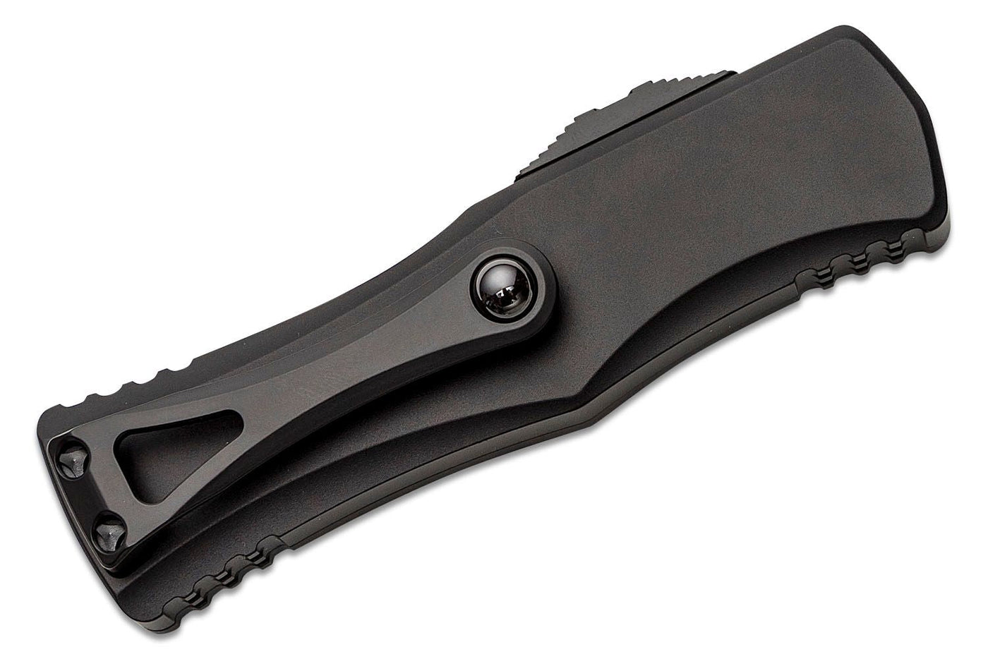 Microtech 702 - 3T Hera Tactical OTF AUTO Knife 3.125" Black Plain/Serrated Double Edge Dagger Blade, Black Aluminum Handles - timberknives.com