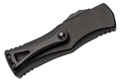 Microtech 702 - 3T Hera Tactical OTF AUTO Knife 3.125" Black Plain/Serrated Double Edge Dagger Blade, Black Aluminum Handles - timberknives.com
