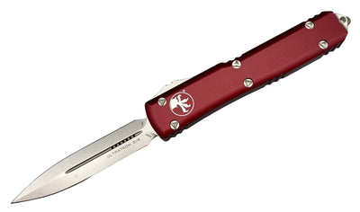 Microtech Ultratech 122 - 10MR Merlot - Double Edge - Stonewash Finish - timberknives.com