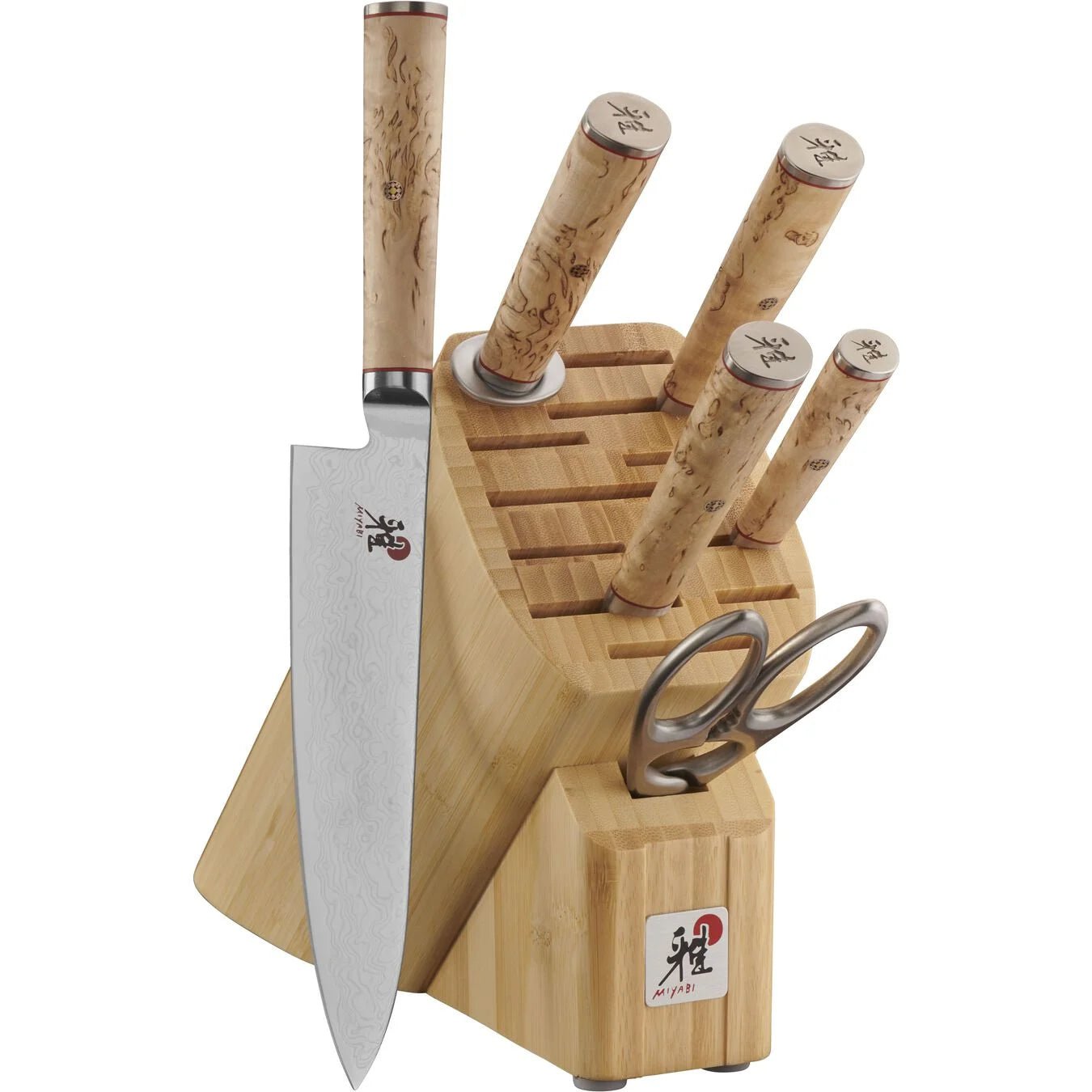 MIYABI BIRCHWOOD SG27 - PC KNIFE BLOCK SET 34370 - 007 - timberknives.com