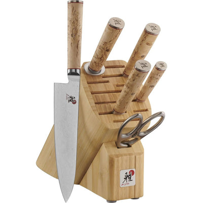 MIYABI BIRCHWOOD SG27 - PC KNIFE BLOCK SET 34370 - 007 - timberknives.com