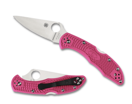 Spyderco Delica 4 Lightweight Lockback Folding Knife Pink FRN (2.88" Satin S30V) - Model C11FPNS30V - timberknives.com