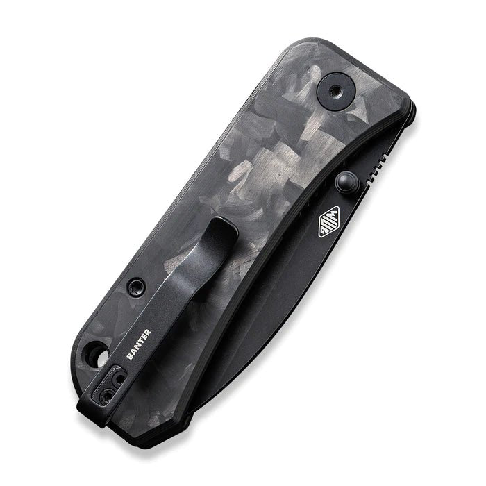 WE Knives Banter Liner Lock Folding Knife Marble Carbon Fiber (2.9" Black SW) 2004H - timberknives.com