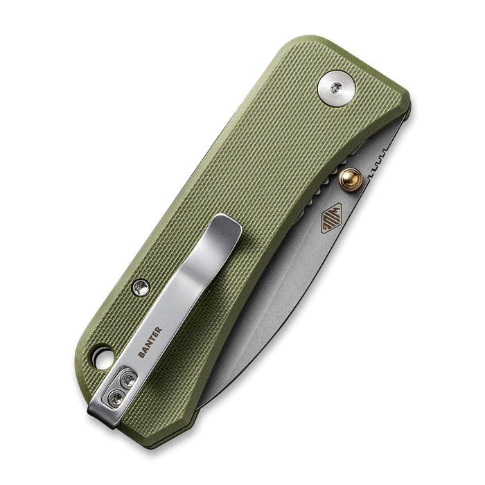 We Knives Banter Thumb Stud Knife Green G10 Handle (2.9" CPM S35VN Blade) - 2004D - timberknives.com