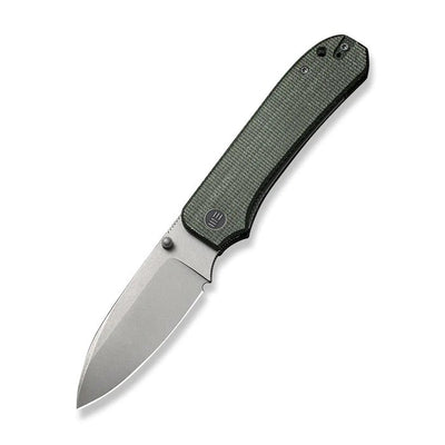 WE KNIVES Big Banter Thumb Stud Knife Green Canvas Micarta Handle (3.69" Gray Stonewashed CPM 20CV) WE21045 - 2 - timberknives.com