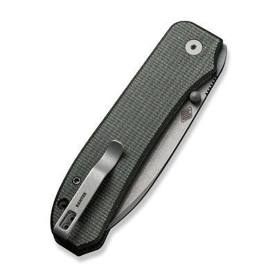 WE KNIVES Big Banter Thumb Stud Knife Green Canvas Micarta Handle (3.69" Gray Stonewashed CPM 20CV) WE21045 - 2 - timberknives.com