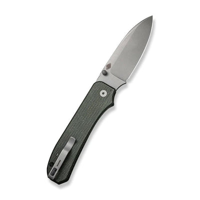 WE KNIVES Big Banter Thumb Stud Knife Green Canvas Micarta Handle (3.69" Gray Stonewashed CPM 20CV) WE21045 - 2 - timberknives.com